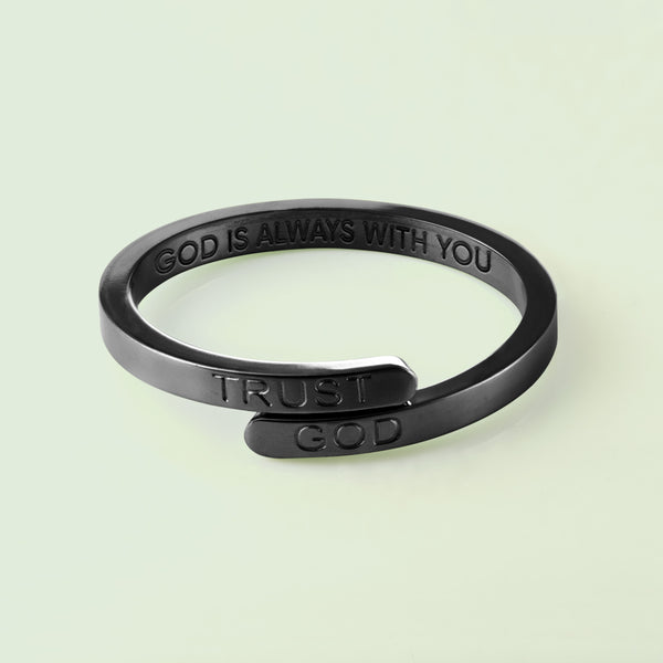 Black Trust God Ring (Adjustable size)